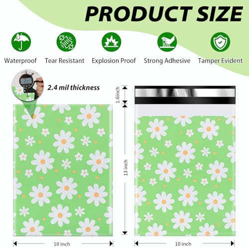 Oududianzi Poly Mailers 10x13, 100PCS Waterproof Shipping Bags, Self-Sealing Mailers Poly Bags, Mailing Envelopes Bulk, Packaging Bags for Online and offline Small Bussiness - color: Big Daisy, size: 10x13 - 100Pack