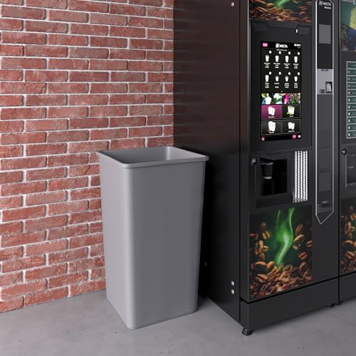 50 Gallon Gray Square Commercial Trash Garbage Can | Outdoor Office Restaurant School Kitchen - color: Gray, size: 50 Gallon, style: Trash Can