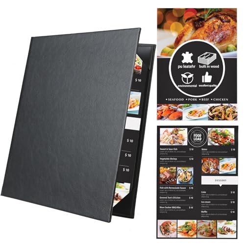 8.5x11 Restaurant Menu Book Cover Holder Water Proof Dinner Menu Cover Holder for Restaurant Hotel Bar Cocktail Menu Folder - size: 8.5"x11" (2 views/ 1pack)