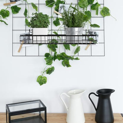 4 Pcs Wire Baskets Wall Grid Panel Hanging Wire Basket Hanging Wall Baskets No Drilling Wall Hanging Baskets Grid Wall Storage Basket for Kitchen Bathroom Home Decor Supplies, Black