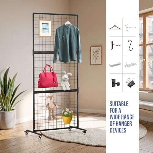 3' x 6' Standing Gridwall Panel Display Rack w/Wheels (Set 2) - color: Style 2