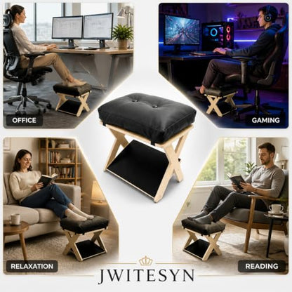 Foot Rest Under Desk, Ergonomic Wooden Desk Foot Rest - color: Natural Wood