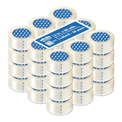 The Boxery 2" x 55 Yards Clear Packing Tape – 36 Roll Carton – Warehouse Grade Adhesive for Shipping, Moving & Packaging – Standard Strength 1.85 Mil Box Sealing Tape - color: Clear, size: 2"x55 yds - 1.85 mil.