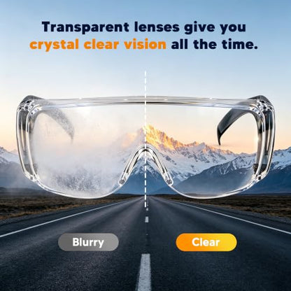 Safety Glasses Over Eyeglasses 12Pack ANSI Z87.1 Impact&Scratch Resistant Wide Vision Fits Over Glasses Dust/Chemical Splash Proof Protective Eyewear for Work Construction Lab Clear Lens Black Temple - color: 12 Pack/ Clear Lens/ Gray Temples