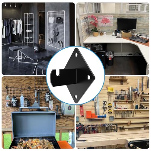 25 Pcs Gridwall Mount Brackets with Screws Metal Grid Panel Wall Mount Bracket Gridwall Brackets for Grid Panels Clothing Store Cloakroom Retail Display Wall - color: Black 25 PACK