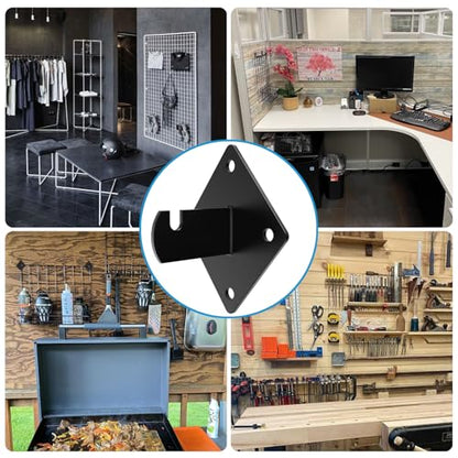 25 Pcs Gridwall Mount Brackets with Screws Metal Grid Panel Wall Mount Bracket Gridwall Brackets for Grid Panels Clothing Store Cloakroom Retail Display Wall - color: Black 25 PACK