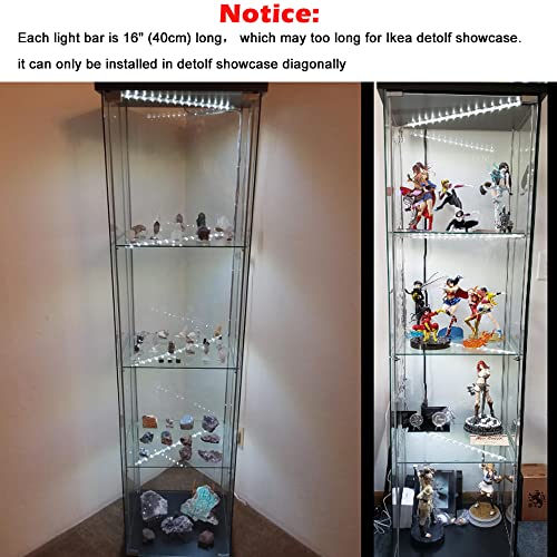 LED Display Light Bar Kit - (4) 16inches Plug-in Linkable Strip Lights for Large Display Cabinet - Series + Parallel Connection - White 6000K - color: Cool White (6000K)