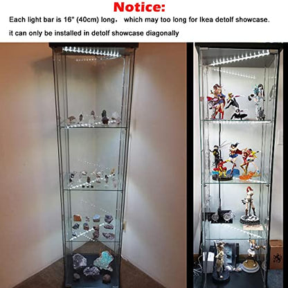 LED Display Light Bar Kit - (4) 16inches Plug-in Linkable Strip Lights for Large Display Cabinet - Series + Parallel Connection - White 6000K - color: Cool White (6000K)