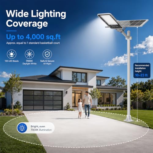 Sunwish 15000W Solar Street Lights Outdoor,Remote, IP67,Dusk to Dawn - size: 1Pack