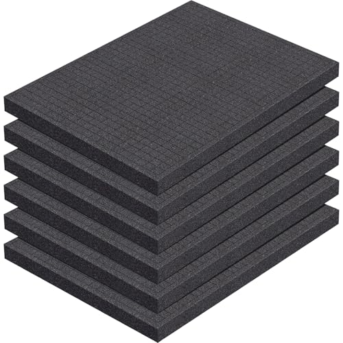 6 Pack 16 x 12 x 1 Inch Pre-cubed Pick Apart Foam Sheets Pre-cut Polyethylene Foam Inserts Black Packing Padding for Tool Box, Camera, Crafts and Storage Case, Black - color: Black, size: 16 x 12 x 1 Inch, style: Pre-cut