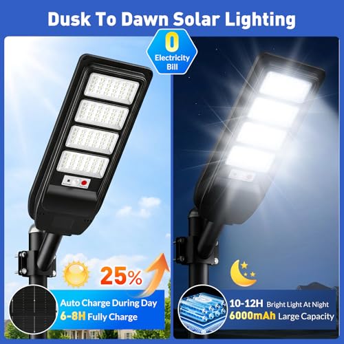 Solar Street Lights Outdoor 2-Pack, 18000LM 6500K Waterproof LED Motion Sensor Solar Flood Light, Dusk to Dawn Outdoor Lighting with Remote, Solar-Powered Commercial Area Lighting for Parking Lot Yard - size: 2-Pack