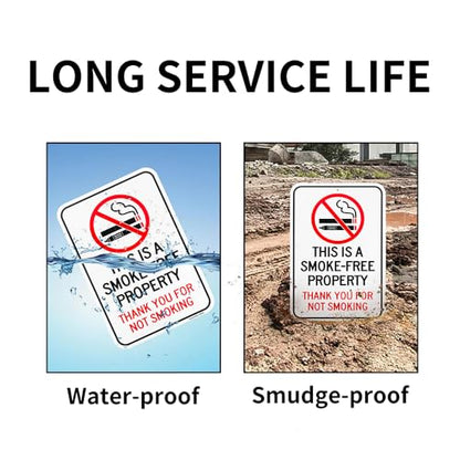 Large This Is A Smoke-Free Property, Thank You For Not Smoking Sign 18"x 12" .040 Rust Free Aluminum – Reflective, UV Protected and Weatherproof