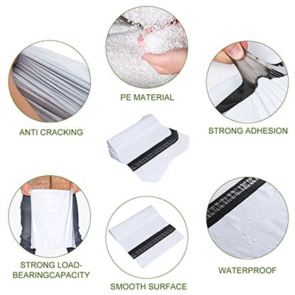 SJPACK 10x13-inch 3000 Bags 2.5 Mil Poly Mailers Envelopes Bags With Self-sealing Strip White Bags - size: 3000 bags