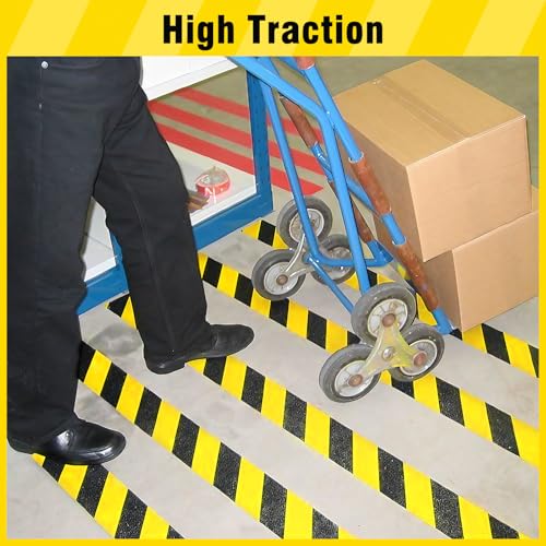 S&X Anti Slip Tape 2in x 60ft Grip Tape for Stairs & Ramps, Black/Yellow - color: Black/Yellow, size: 2" X 60'