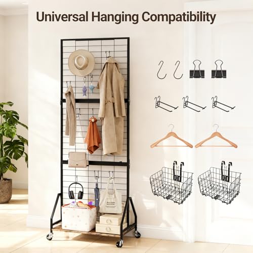 ELYKEN Foldable Grid Wall Panels, 5.7 x 2 FT Movable Gridwall Display Rack - color: Rustic Brown, size: 2'w-1 pack