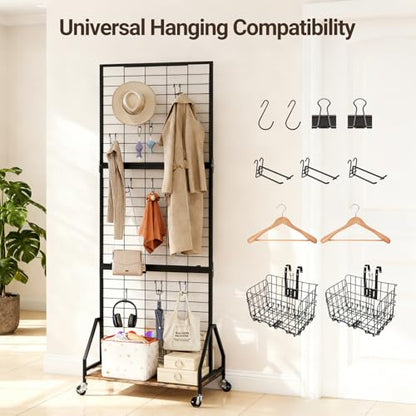 ELYKEN Foldable Grid Wall Panels, 5.7 x 2 FT Movable Gridwall Display Rack - color: Rustic Brown, size: 2'w-1 pack