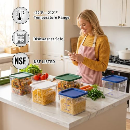 2 Pack 6QT Commercial Clear Food Storage Containers with Lid, NSF - color: White, size: 6Qt-2 Pack