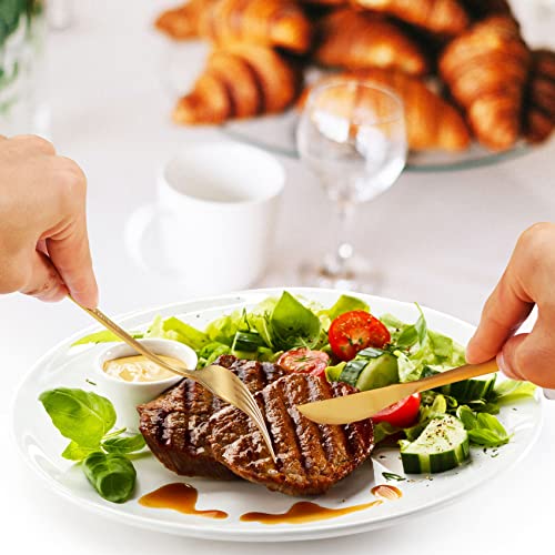 MIKIWAY 60-Piece Stainless Steel Flatware Set, Matte Golden Cutlery, Includes Spoons, Forks, Dishwasher Safe - color: Gold