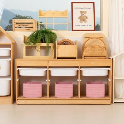 OIAHOMY 3 PACK Cube Storage Bins Storage Baskets Shelf Bins Pink - color: Pink