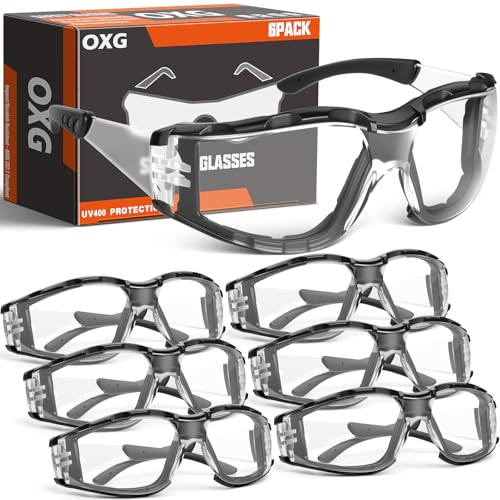 OXG Anti Fog Safety Glasses with Foam Gasket, ANSI Z87.1 Protective Eyewear - color: 6p-black