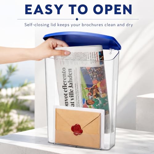 Menkxi 3 Pcs Estate Brochure Box Wall Mount Waterproof Flyer Holder, Blue - color: Blue