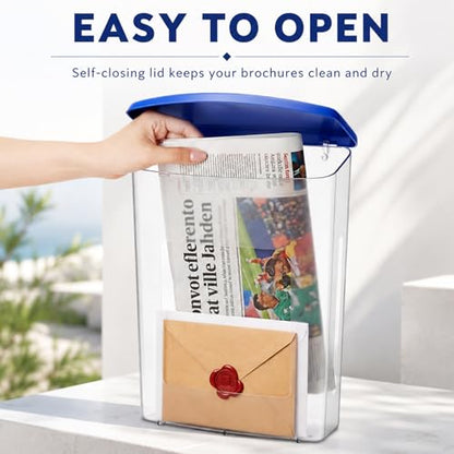 Menkxi 3 Pcs Estate Brochure Box Wall Mount Waterproof Flyer Holder, Blue - color: Blue