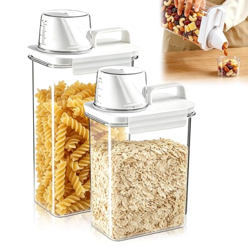 Cereal Storage Containers Set(M*1&L*1) Airtight Food Storage Dispenser - size: 1 Large, 1 Medium-2 pcs