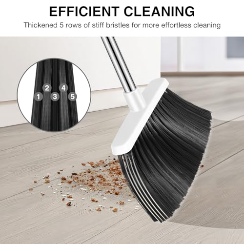 NACENA Broom and Dustpan Set with 52-in Long Adjustable Handle, Grey White - color: Grey-white, size: 1 Pack