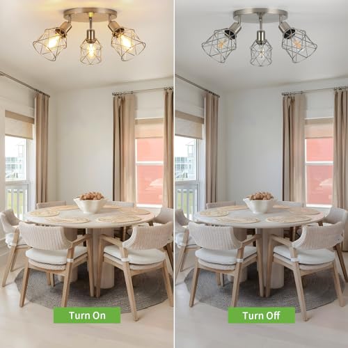 WILON 3 Light Track Lighting Fixture Ceiling Light Kitchen Brushed Nickel - color: Brushed Nickel, size: 3-Light-Cage