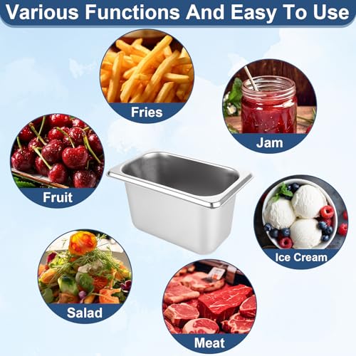8 PCS Stainless Steel Hotel Pans with Lids 1/9 Size 4 Inch Deep Stainless Steel Steam Table Pan with Lids Metal Food Pans with Lid for Hotel, Restaurant, Buffet, Home - size: 1/9 Size 4 Inch