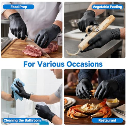 5 Mil 1000Pcs Food Grade Disposable Nitrile Gloves XL - color: Black (1000 Pcs), size: X-Large