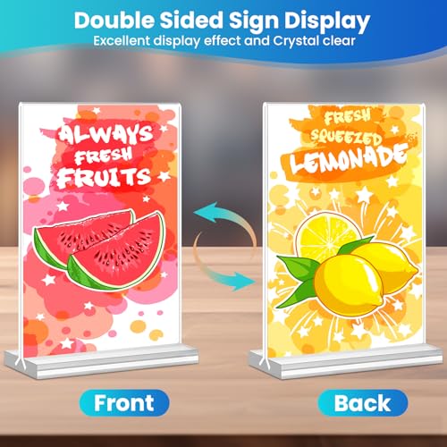 Acrylic Sign Holder 5x7, 11 Pack Clear TableTop Sign Holder-Sided, Plastic Flyer Display Holder with Vertical Base, Clear Flyer Stand Menu Table Display Holders for Restaurants Office Store Show Fair - color: Vertical 11 Pack 5x7