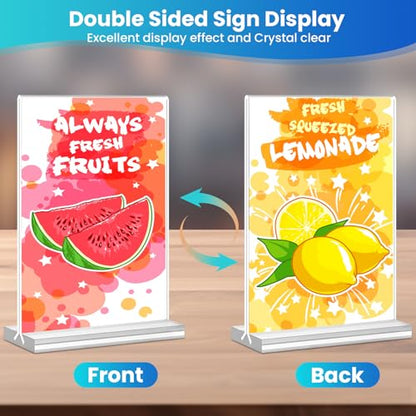 Acrylic Sign Holder 5x7, 11 Pack Clear TableTop Sign Holder-Sided, Plastic Flyer Display Holder with Vertical Base, Clear Flyer Stand Menu Table Display Holders for Restaurants Office Store Show Fair - color: Vertical 11 Pack 5x7