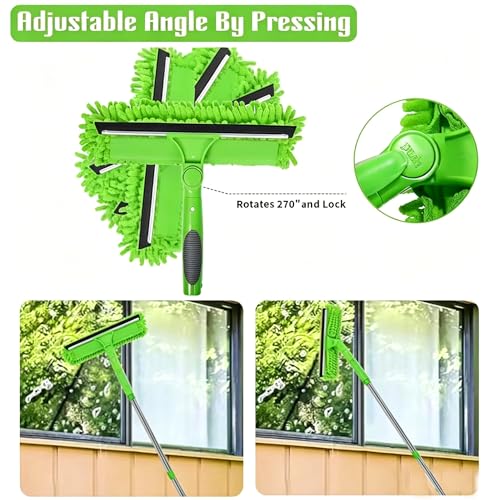 2-in-1 Window Cleaner Tool, 68'' Squeegee for Window Cleaning - color: Green