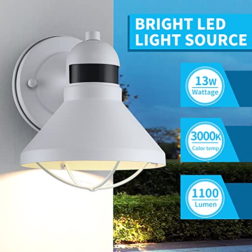 LONEDRUID 2 Pack Dusk Dawn Motion Sensor Outdoor LED Porch Light Fixtures - color: White