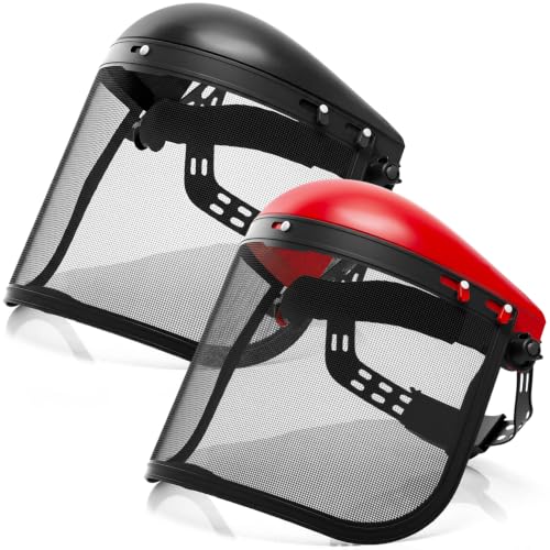 Sabary Safety Face Shield with Mesh Visor for Men, Black,Red - color: Black,red