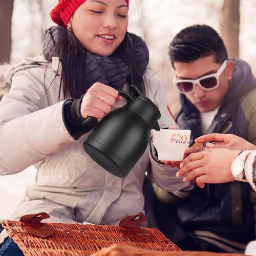 Norme 2 Pcs Thermal Coffee Carafe Creamer, Black, Silver, 17 oz - color: Black, Silver, size: 17 oz