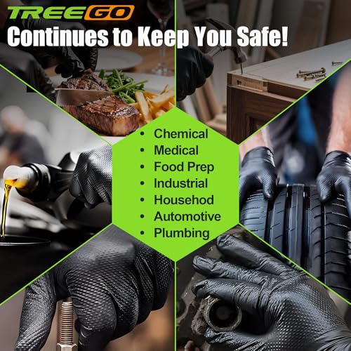 TREEGO Black 10 Mil Diamond Grip Nitrile Gloves Case, Large, 1000 Count - color: 1000 Black, size: Large