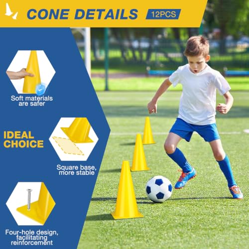 12 Inch Traffic Cones,12pcs Training Sports Cones,Parking Cones - color: yellow