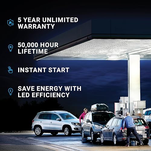 Parmida LED Canopy Light, 150W, 0-10V Dimmable, 100-277VAC, IP65 Waterproof, ETL, Shop Light, 5700K, 16.5" x 16.5", Gas Station, Warehouse, Garage, Street, Area & Outdoor Lighting, Commercial Grade - size: 1 Pack