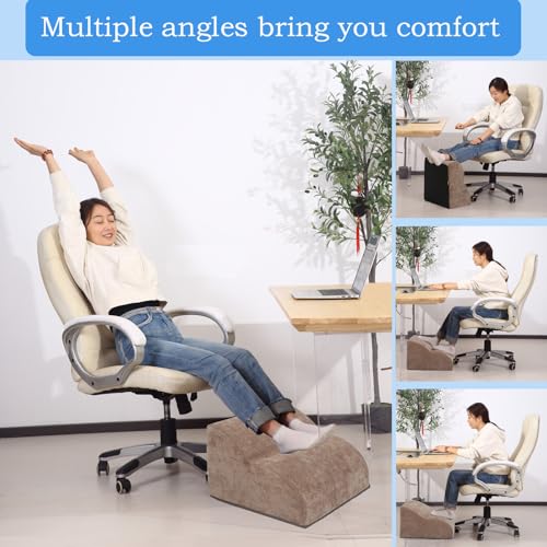 Foot Rest for Under Desk at Work.Multifunctional 3-Tier Foot Stool - color: Standard-brown