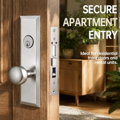 Tandefio 1 Set Mortise Lock with 2-1/2" Backset, Right Hand, Silver - style: Right Hand