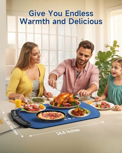 Food Warming Mat,7 Temp,4H Timer,Roll Heat Pad,Thermochromic Line