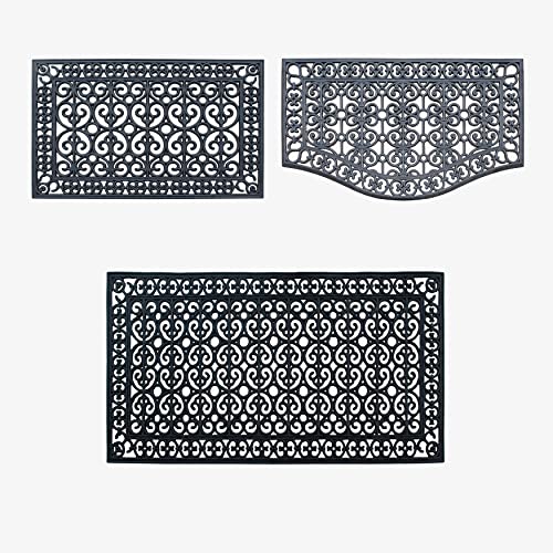 A1HC 3-Piece Rubber Grill Doormat Bundle, 30x60, 24x39, 24x36 Inches - color: Black Paisley, size: 2' x 3'; 2' x 3'3"; 2'6" x 5' (Rectangular)