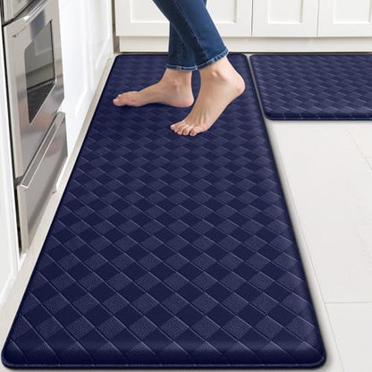 TranquilRelax 2-Piece Kitchen Mats, Cushioned Non-Slip Floor Mats, Blue - color: Blue, size: 2-Piece | 30"+47" | Standard