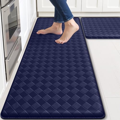 TranquilRelax 2-Piece Kitchen Mats, Cushioned Non-Slip Floor Mats, Blue - color: Blue, size: 2-Piece | 30"+47" | Standard