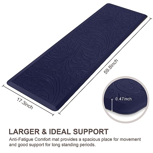 Kitchen Mat Cushioned Anti-Fatigue Comfort Standing Mat Rug for Home,Office - color: Blue, size: 1'5" x 5' (Rectangular)