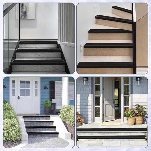 Stair Edge Trim Self Adhesive Rubber Stair Nosing Edge Protector - color: Black, size: 4 In X 20 Ft