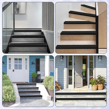 Stair Edge Trim Self Adhesive Rubber Stair Nosing Edge Protector - color: Black, size: 4 In X 20 Ft