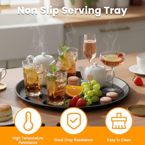 12 Pcs Black Restaurant Serving Trays Bulk, Round Tray, 16 Inch - size: 16 Inch